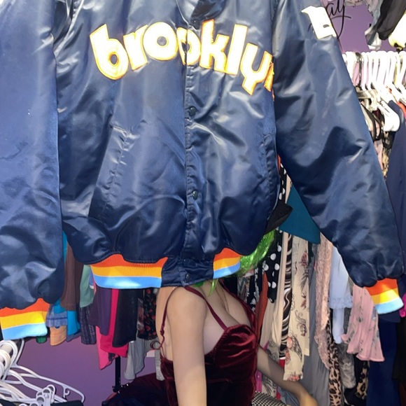 BROOKLYN varsity puffer baseball jacket blue like new size large stylish oversiz - Picture 11 of 12